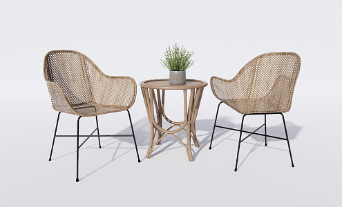 Modern Outdoor Table and Chair Leisure Chair Rattan Outdoor Leisure Table and Chair Outdoor Leisure Rattan Chair 3d model