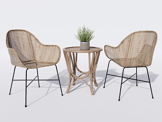 Modern Outdoor Table and Chair Leisure Chair Rattan Outdoor Leisure Table and Chair Outdoor Leisure Rattan Chair 3d model