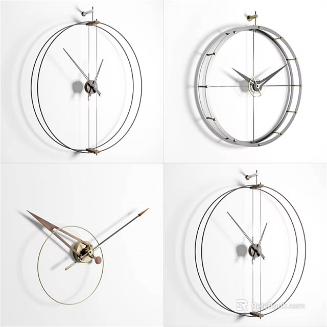 Stylish Modern Circular Mirror Designs With Metal Wire Frames For Home Decor 3d model 