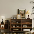 Middle Style Open Bookcase Hallway Cabinet 3d model