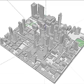 Detailed Urban City Model With Skyscrapers Buildings And Green Area Layout