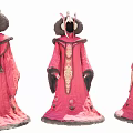 Traditional Clothing Store Showcasing Elegant Red Robes with Fur Trim Details