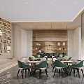 Elegant Modern Sales Office Bar Space With Marble Counter Stylish Stools And Exquisite Display Shelves