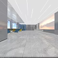 Modern Front Desk Reception Interior Design With Marble Counter Seating And Decorative Wall Art