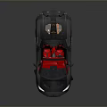Gray Convertible Sports Car With Sleek Design Red Seats And Yellow Accents