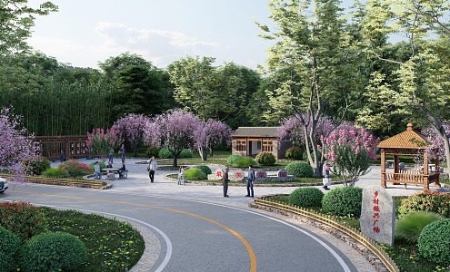 New Chinese Park Beautiful Countryside Small Park 3d model