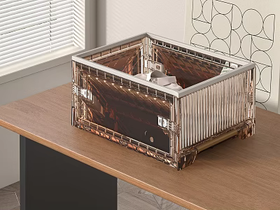 Clear Acrylic Storage Basket With Metal Frame For Modern Home Office Desk Organizing 3d model