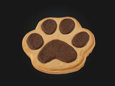 Paw Print Shaped Cookie With Chocolate Center And Crunchy Biscuit Base 3d model