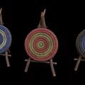 Colorful Decorative Ornament Set With Wooden Stands And Circular Spiral Woven Pieces