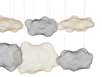 Modern New Chinese Homestay Metal Mesh Cloud Cotton Shape Chandelier 3d model