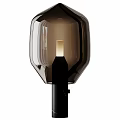 Modern Table Lamp with Dark Transparent Glass Shade Square Black Metal Base Illuminated Warm Light