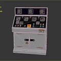 White Control Panel Console With Dials Buttons Switches And Warning Labels