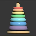 Rainbow Colored Wooden Stacking Rings Decorative Home Furniture Piece With Circular Layers