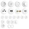 White Electrical Switch Panels with Various Sockets Switches and Interfaces for Home Interior Use 3d model