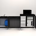 ESKEMO Modern Wooden Cabinet With Black Frame Open Shelves And Closed Compartments