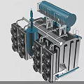 Industrial Equipment Structure With Cylindrical Tanks Grey Modular Units Pipes And Ladder