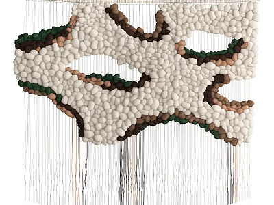 Beaded Hanging Decor With White Brown Green Colors And Irregular Shape Flowing Lines Design 3d model