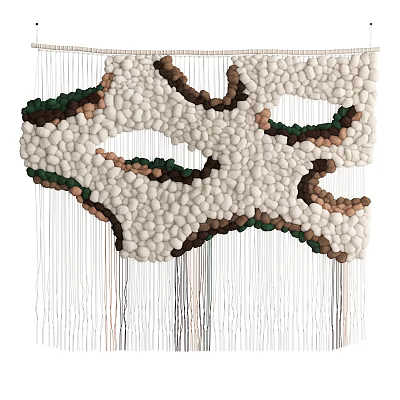 Beaded Hanging Decor With White Brown Green Colors And Irregular Shape Flowing Lines Design 3d model