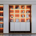 Modern Bookcase Interior Design With LED Lighting Open Shelves And Decorative Items
