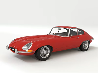 Red Classic Jaguar Sports Car With Sleek Body And Vintage Chrome Accents 3d model