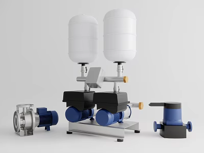 Industrial Equipment Set With Water Tanks Pump System Centrifugal Pump And Valve 3d model