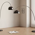 Black Arched Floor Lamps with Round Base Open Book Nearby Light Wall Wooden Floor
