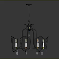 Vintage Metal Chandelier With Ornate Frame And Multiple Candle Shaped Bulbs