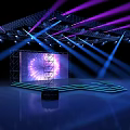 Amusement Equipment Stage With Purple Blue Lights LED Screen And Steps Structure