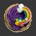 Delicious Cupcake With Purple Frosting And Rainbow Decoration On Black Background