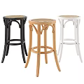 Modern Minimalist Stools With Woven Rattan Seat In Black Wood White Colors For Home Decor