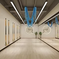 Yoga Themed Fitness Studio Interior With Art Decor