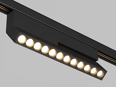 Black Linear Track Light With Multiple LED Bulbs Modern Design Ceiling Mounted 3d model