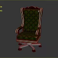 Green Quilted Office Chair With Red And White Trim And Swivel Base