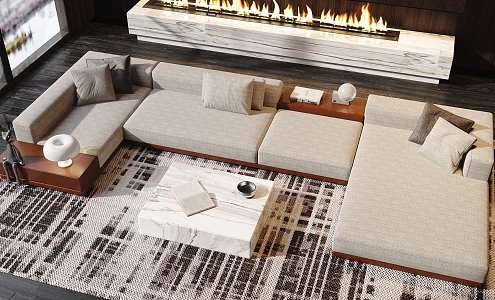 poliform modern sofa coffee table combination living room sofa coffee table 3d model