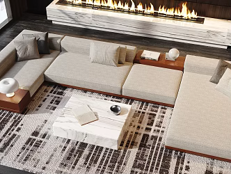 poliform modern sofa coffee table combination living room sofa coffee table 3d model