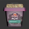 Acai Granola Cereal in Pink Container with Transparent Lid and Nutty Mixture