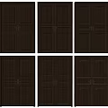 Dark Wooden Double Doors With Various Panel Designs For Home Interior 3d model