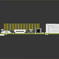 Green Computer Circuit Board With Microchip Yellow Pins Electronic Ports And Components