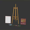 Professional Painting Equipment With Wooden Easel Canvas Paint Box Palette And Brushes