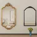 Decorative Mirrors Gold And Black Frames In Living Room Interior Sofa Flower Vase Wall Art