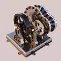 Collectible rotary piston steam engine 3d model