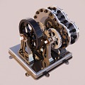 Collectible rotary piston steam engine 3d model