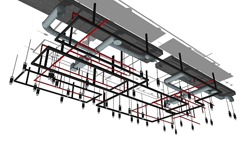 modern pipe ceiling pipe parts 3d model