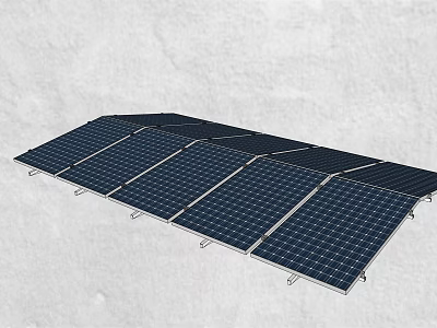 Solar Panels Array Installation With Metal Frame For Renewable Energy Use 3d model