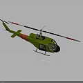 Green Helicopter Aircraft With Red And White Striped Rotors And Tail Structure Design