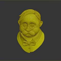 Cartoon Man Character With Brown Hair Glasses Mustache And Red Bow Tie