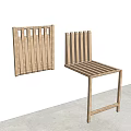 Wooden Sofa Stools With Slatted Design And Natural Wood Finish