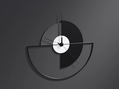 Modern Geometric Wall Clock With Black Transparent Frame And White Dial 3d model