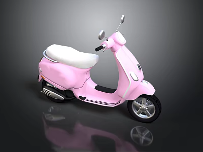 Elegant Pink Classic Scooter With White Seat And Black Wheels Design 3d model