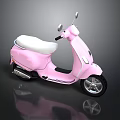 Elegant Pink Classic Scooter With White Seat And Black Wheels Design